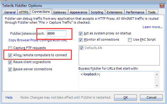 fiddler连接设置