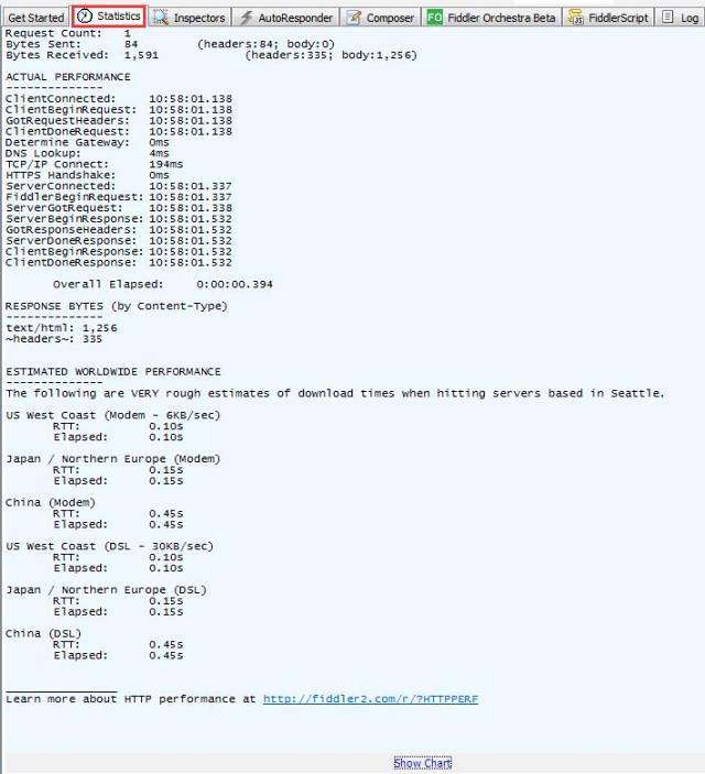 Fiddler Statistics详解